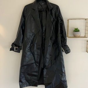 SHEIN Blacker faux Leather trench coat